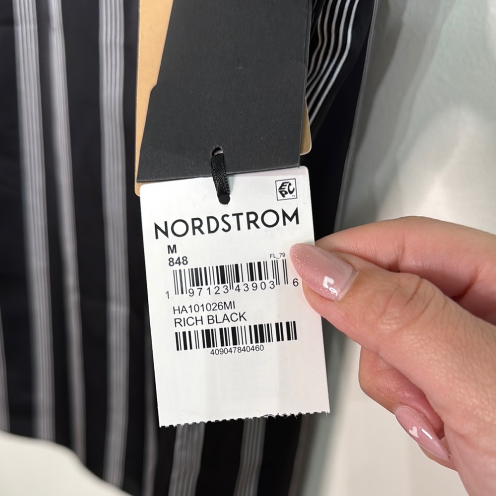 Halogen Black and White Striped Blouse NWT - Picture 5 of 8